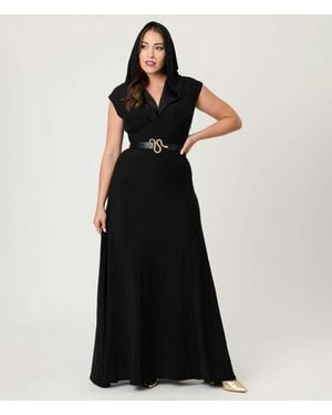 Unique Vintage Hooded Maxi Dress - Black