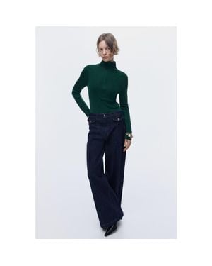 H&M Zip-Top Turtleneck Top - Green