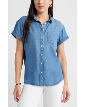 Caslon Chambray Camp Shirt - Blue