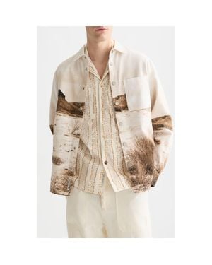 Scotch & Soda Scenery Button-Up Cotton Overshirt - Natural