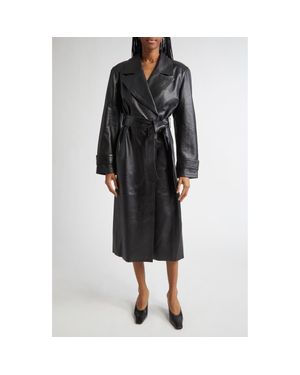 Stand Studio Laney Belted Leather Trench Coat - Black