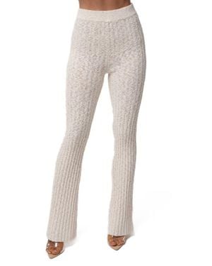 JLUXLABEL Lanah Rib Knit Flare Pants - Natural