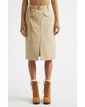 Moncler Belted Cotton Skirt - Natural
