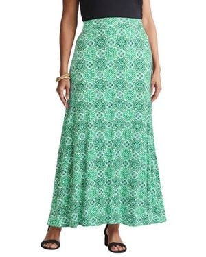 Jessica London Everyday Stretch Knit Maxi Skirt - Green