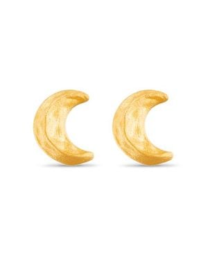 7879 Crescent Moon Stud Earrings - Metallic