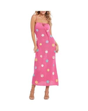 CAPITTANA Maggy Floral Keyhole Semisheer Cover-Up Dress - Pink