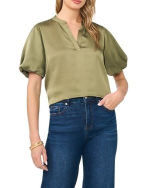 Vince Camuto Puff Sleeve Satin Top - Green