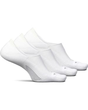 Feetures Elite Light Cushion Invisible Socks Antislip Sport Sock Liner With Targeted Compression - White