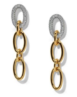 Nadri Gemini Two-Tone Pavé Drop Earrings - White
