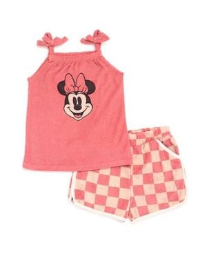 Disney Minnie Mouse Sleeveless Tank Top And Dolphin Shorts Set - Pink