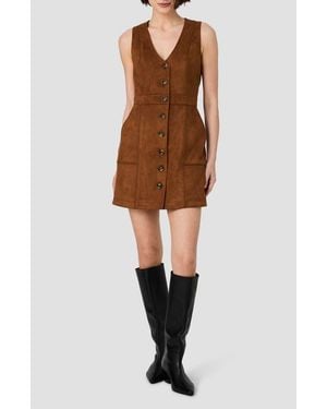 French Connection Laney Faux Suede Sleeveless Patch Pocket Minidress - Natural