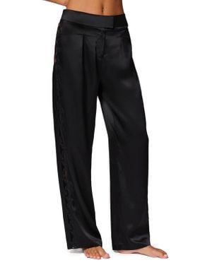 Simone Perele Love Me Lace Trim Silk Blend Pants - Blue