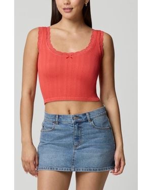 Florence By Mills Lace Trim Crop Tank - Red