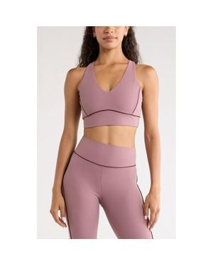 Zella Studio Luxe Piped Sports Bra - Purple