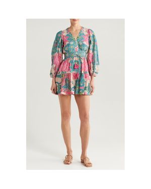 Alicia Bell Clover Cotton & Silk Voile Cover-Up Minidress - Blue