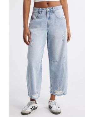 PTCL Low Loose Distressed Barrel Leg Jeans - Blue