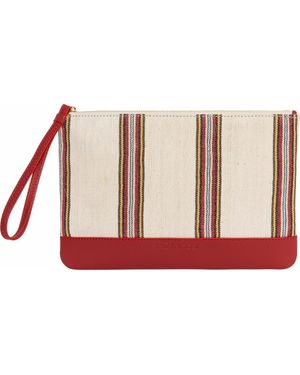 Kai & Vrosi Antiochia Calfskin & Handloomed Fabric Clutch - Red