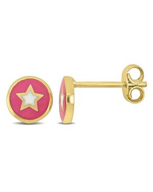 Julianna B Kids Enamel Stud Earrings 14K - Pink