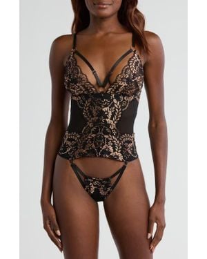 Coquette Strappy Underwire Lace Teddy - Brown