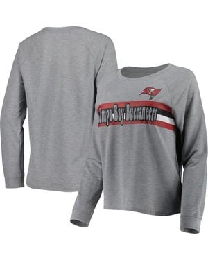 Outerstuff Juniors Heathered Tampa Bay Buccaneers All Striped Up Raglan Long Sleeve T-Shirt - Gray