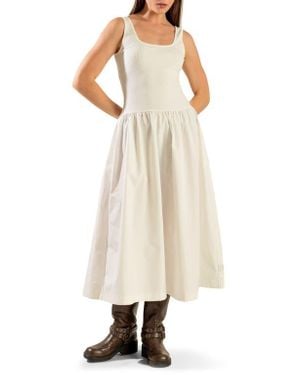 FREEMARKET Sleeveless Mixed Media Maxi Dress - Natural