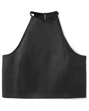 Mango Sleeveless Linen Blend Top - Black