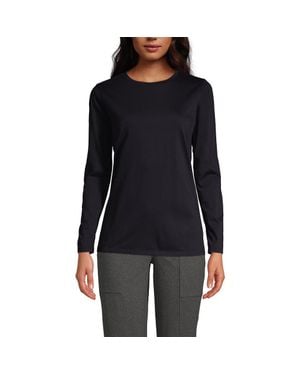 Lands' End Supima Cotton Long Sleeve Crewneck T-Shirt - Black