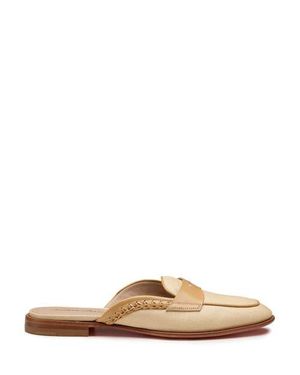 Santoni Leather And Fabric Mule - Natural