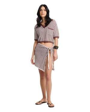 Onia Linen Knit Cropped Polo - Multicolor