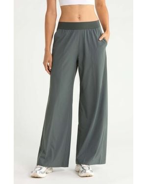 Zella Atlas Elastic Waist Wide Leg Pants - Green