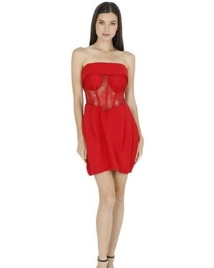 Akalia Daisy Strapless Lace Corset Dress - Red