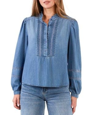 Billy T Lulu Ruffle & Lace Shirt - Blue