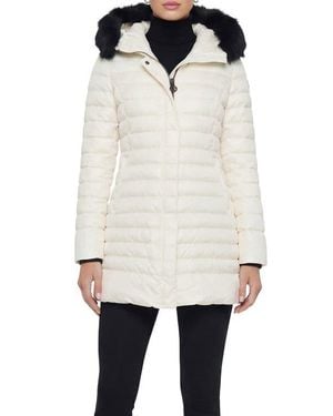 Gorski Apres-Ski Horizontal Parka With Detachable Toscana Lamb Hood Trim - White