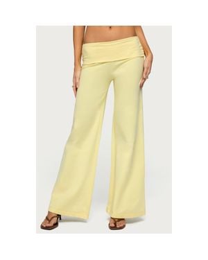 Edikted Wide Leg Foldover Pants - Yellow