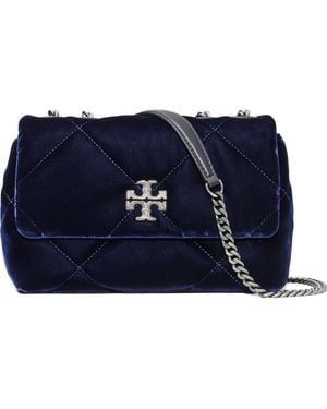 Tory Burch Kira Velvet Quilted Convertible Shoulder Bag - Blue