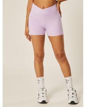 Be Athletica Stretch High Rise Wrap-Waist Mini Shorts - Pink