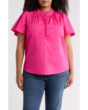 Sugarlips Ruffle Trim Cotton Poplin Shirt - Pink