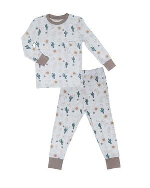 Everly Grey Emerson Fitted Long Sleeve 2-Piece Pajamas - White