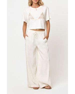 LSPACE Your Leisure Linen Blend Cover-Up Pants - White