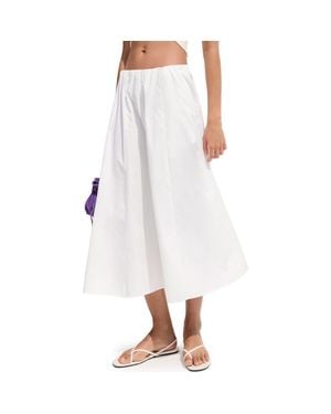Mango Flared Cotton Midi Skirt - White
