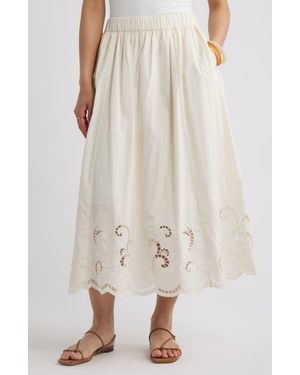 Nordstrom Schiffli Embroidered Midi Skirt - White