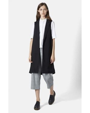 TOPSHOP Sleeveless Side Split Coat - Black