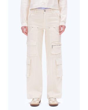 Bayeas Paneled Wide Leg Cargo Jeans - White