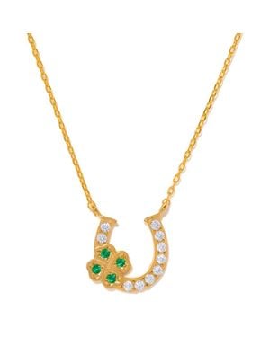 Girls Crew Lucky Charm Horseshoe Pendant Necklace - Metallic