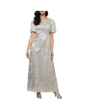 Sl Fashions Foil Border Gown - Gray