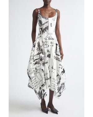 Erdem Print Crushed Cotton Blend Dress - White