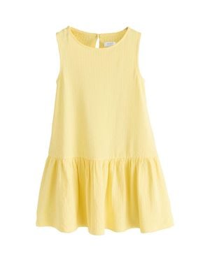 Next Kids' Sleeveless Cotton Jersey Drop Waist Sundress - Yellow
