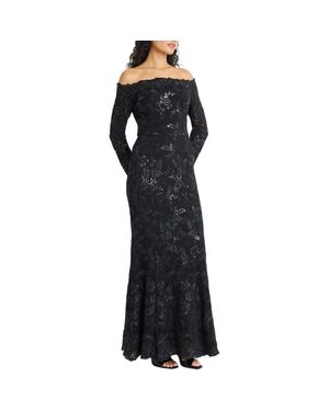 Maggy London Embellished Off The Shoulder Long Sleeve Gown - Black
