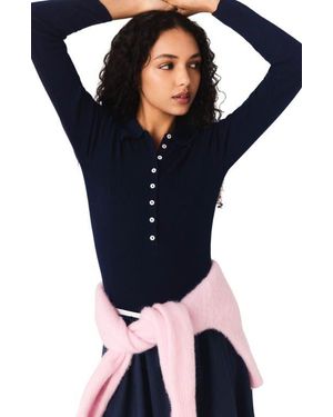 Maje Polo Collar Ribbed Sweater - Blue