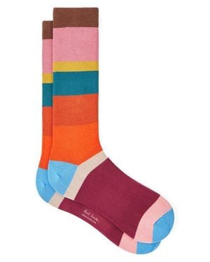 Paul Smith Colorblock Cotton Blend Dress Socks - Red